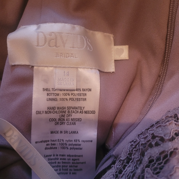 Davids Bridal Pale Rose Lace One-Shoulder Dress 14 - Picture 7 of 7